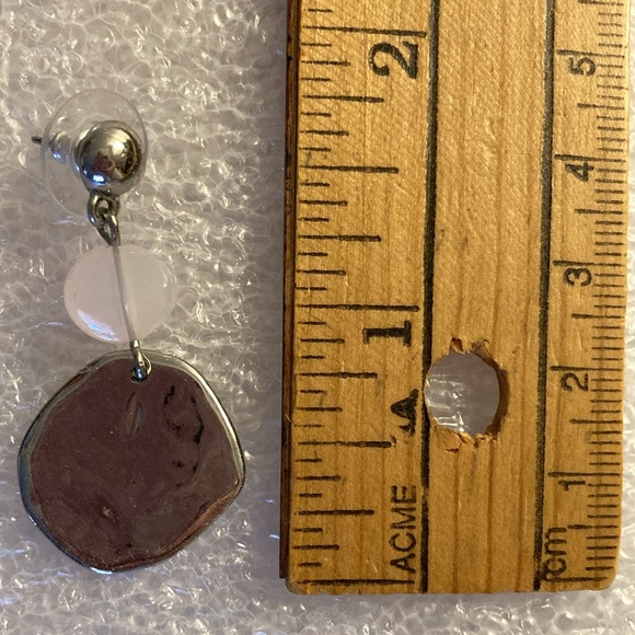 NWOT - Chicoโs Silvertone Ball Stud, Pink Gemstone & Hammered Disc Earrings - Picture 6 of 6